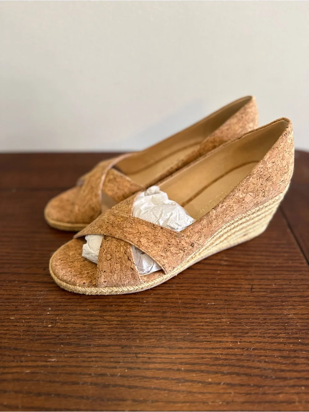 Jack Rogers Palmar Wedge Espadrille Peep-Toe Cork Women's Shoes NEW